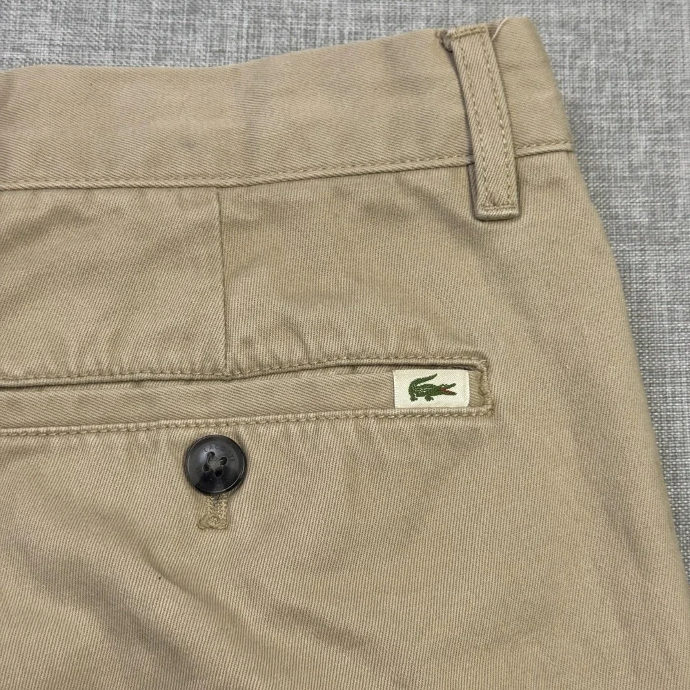 Lacoste Pants Mens 32x32 Beige Chino Regular Fit Zip Fly Flat Front Pockets